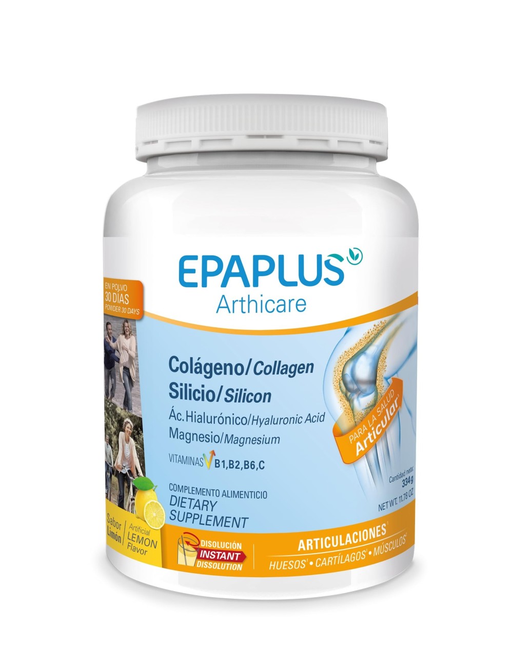 EPAPLUS COLAGENO + SILICIO + HIALURONICO + MAGNESIO POLVO 1 ENVASE 334,06 G SABOR LIMON