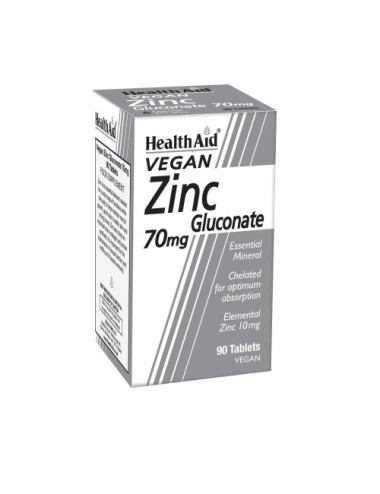 ZINC GLUNONATO 70 MG MICROGRAMOS HEALTH AID  90 COMPRIMIDOS