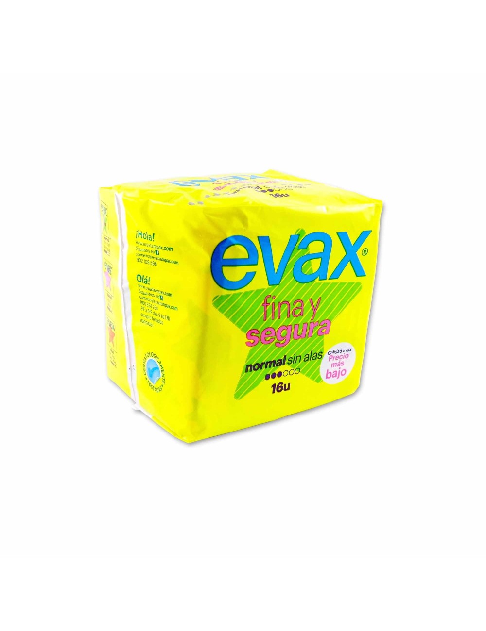 COMPRESAS HIGIENICAS FEMENINAS EVAX FINA Y SEGUR NORMAL 16 COMPRESAS