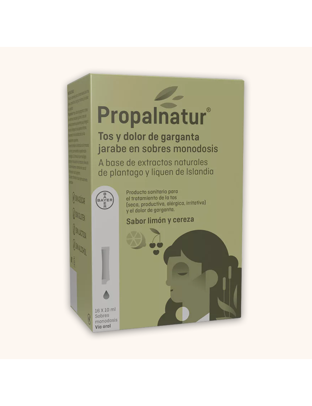 PROPALNATUR TOS Y DOLOR DE GARGANTA 16 SOBRES MONODOSIS 10 ML JARABE SABOR LIMON Y CEREZA